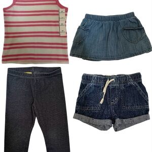 Cat & Jack Toddler Girl Clothes Bundle 2T Denim Shorts Skirt Leggings Tank